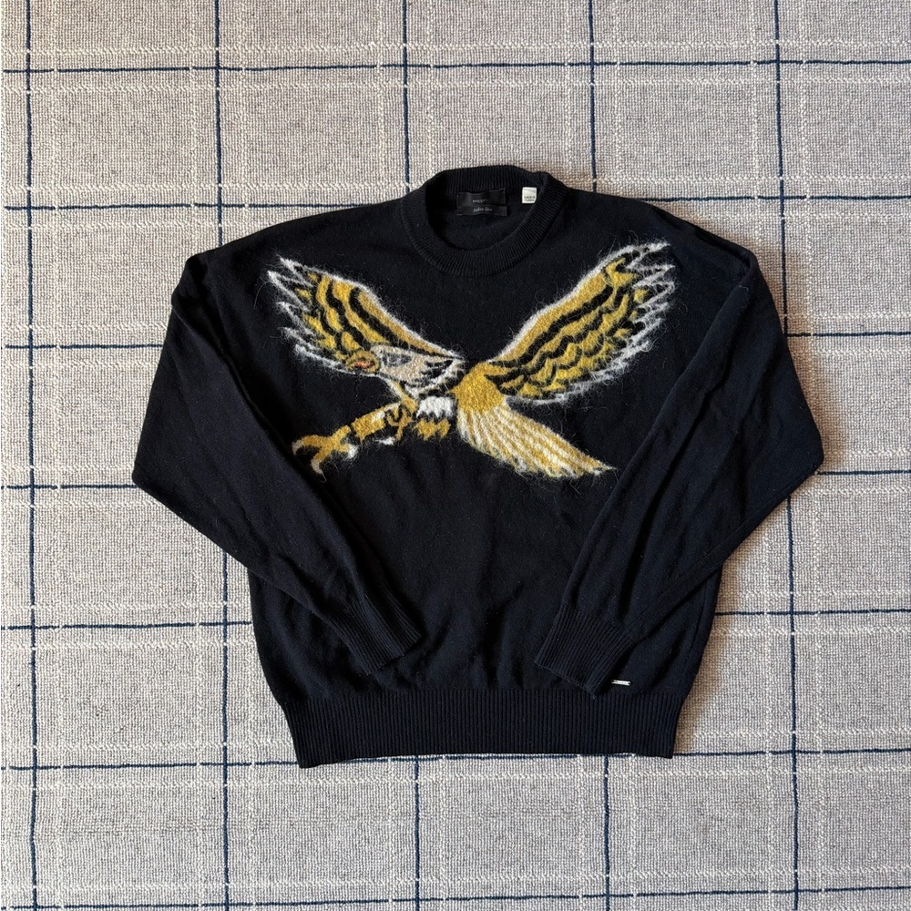 Diesel Black Sweater with Eagle Motif 80% wool